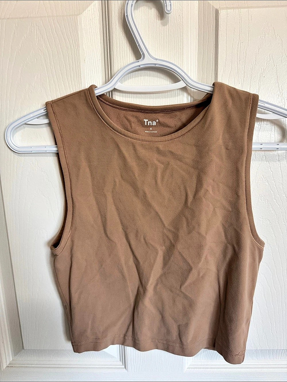 Tna Ribbed Cropped Tank Sleeveless Top Brown Small